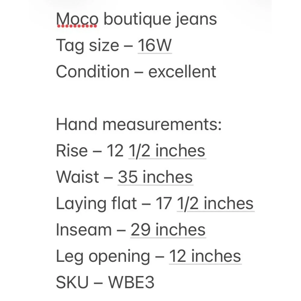 Moco Boutique Womens Flare Raw Hem Stretch Blue Jeans 16W Meas: 35x29